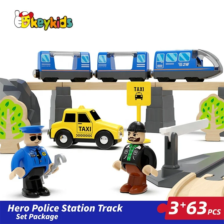 63 PCS assembly slot wooden toy railway set for kids W04C247