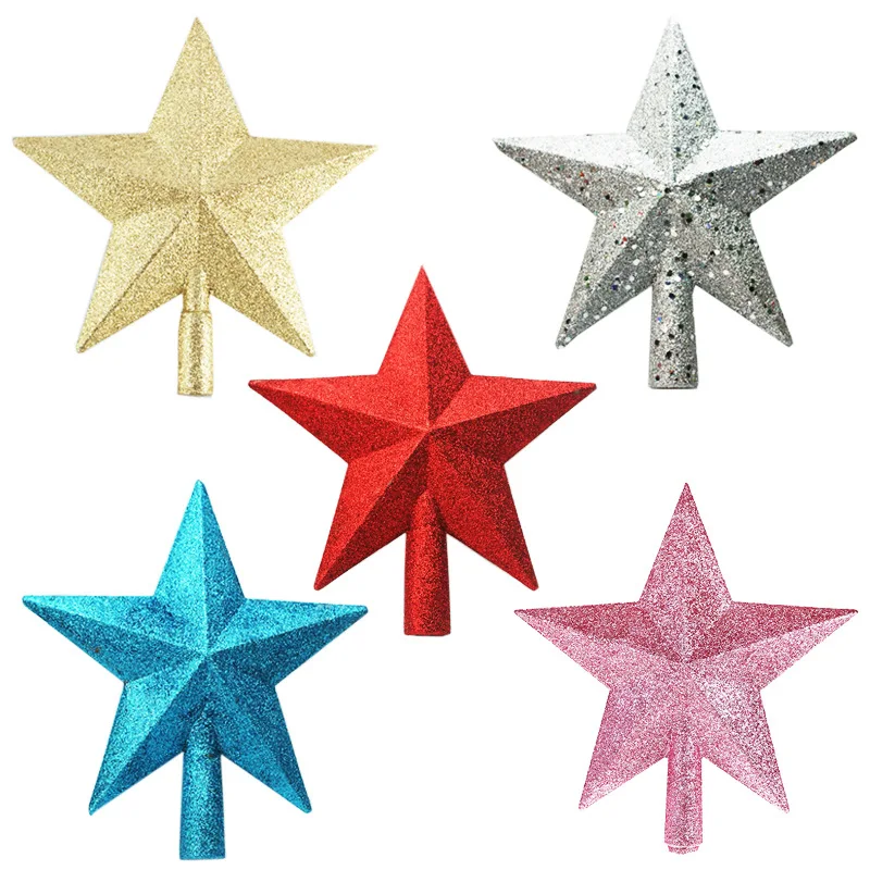 
10Inch Christmas Tree Topper Star Tree Topper Glittered Christmas Tree Decorations for Indoor Home Decor 
