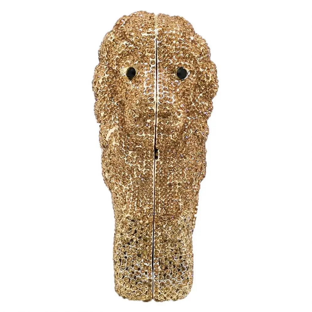 Роскошный клатч с полностью хрустальными стразами, вечерняя сумка для официальной вечеринки, вечерняя сумочка с 3D рисунком льва и бриллиантами, украшенная бисером