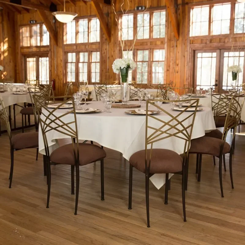 Wholesale luxury Hotel Iron Banquet Gold Cross Back Chairs For Event Reception Chiavari Chameleon Chair