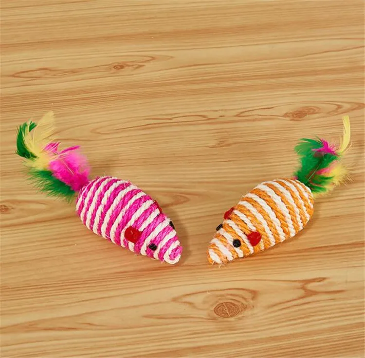 2020 china cat application sisal mouse cat toys for playing cat feather toy