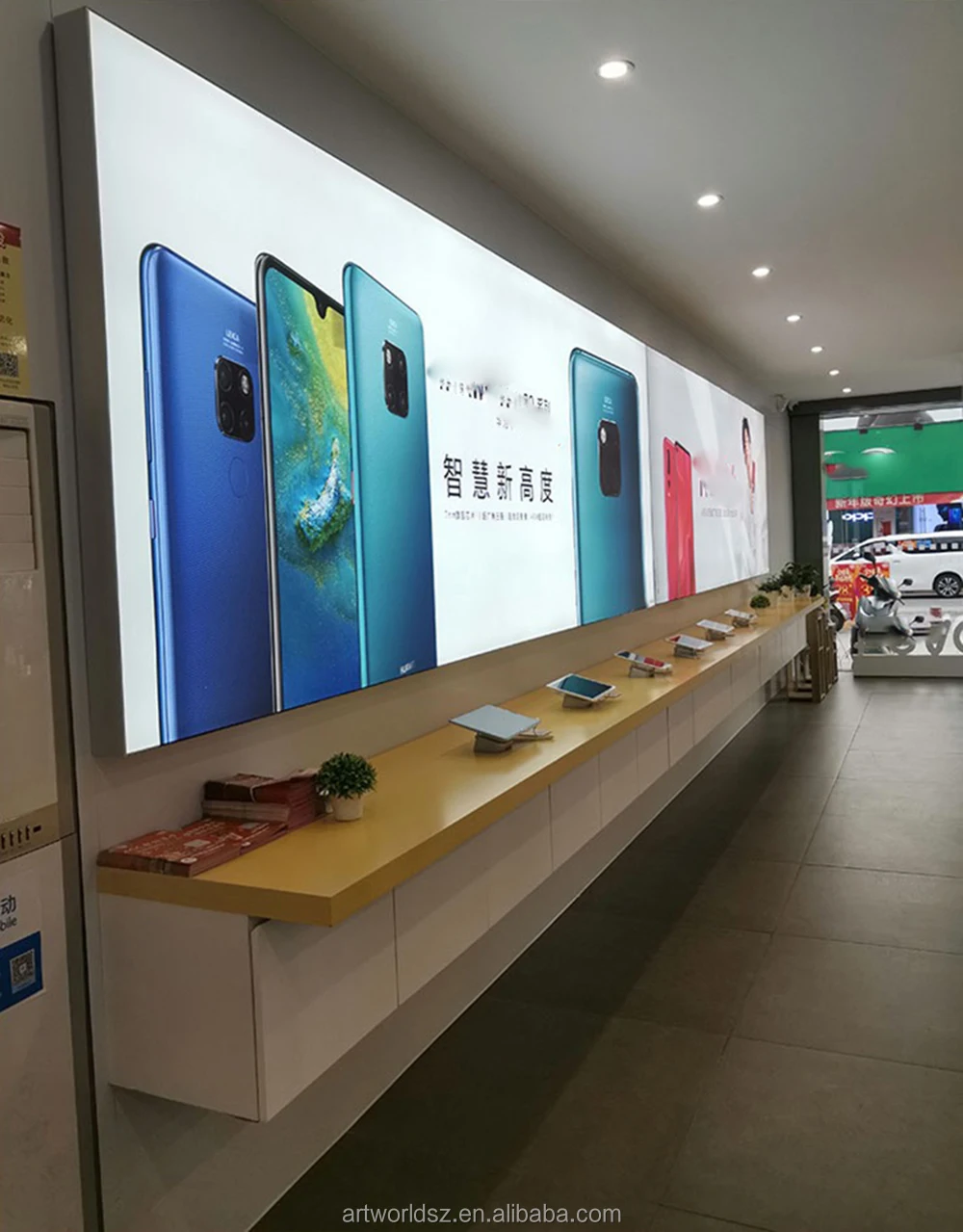 Artworld 3C Digital Mobile Phone Accessories Store Display Stand Electronics Shop Display Table Wall Wood Showcase Designs