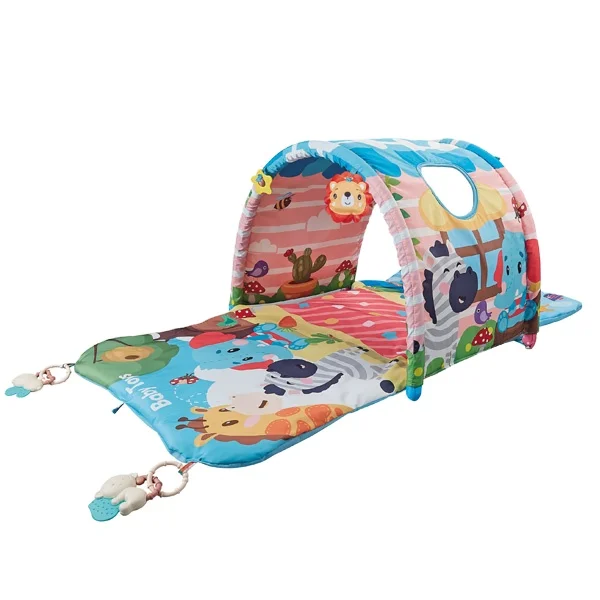 Оптовая продажа 4 в 1 Многофункциональный туннельный игровой одеяло музыкальный ползучий коврик с подвесными игрушками детский игровой коврик для спортзала