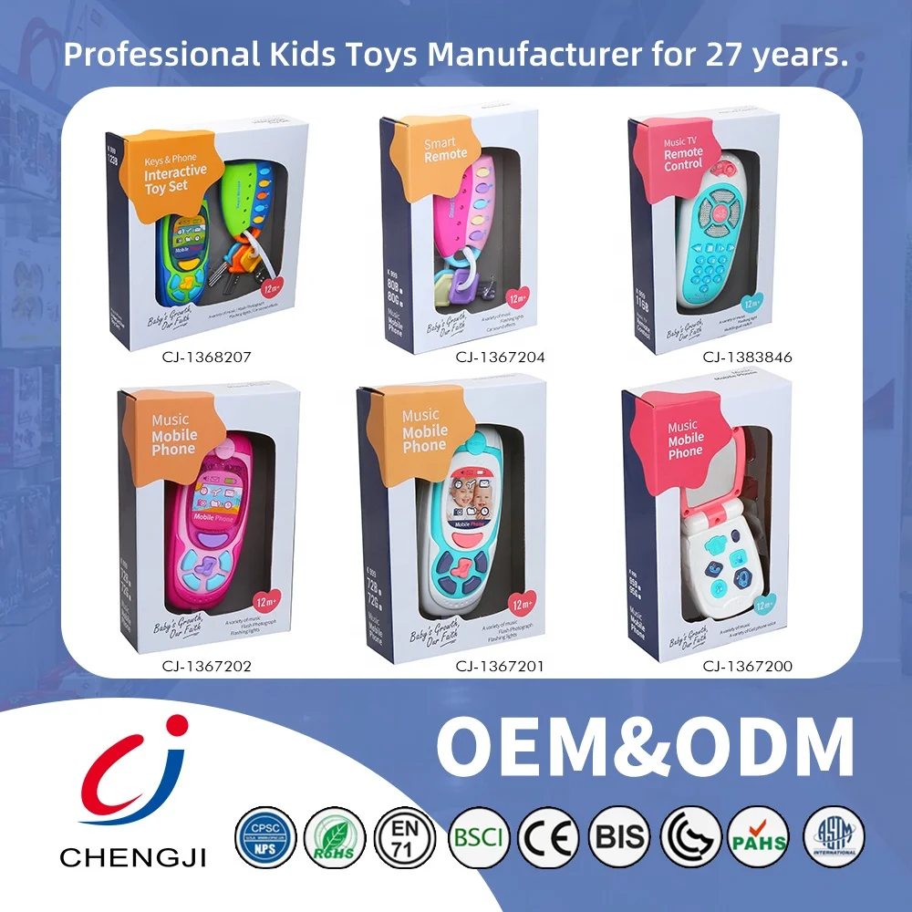 Chengji plastic mobile phone toys hot sale gift battery operated lighting music cellphone keys set baby car key toy