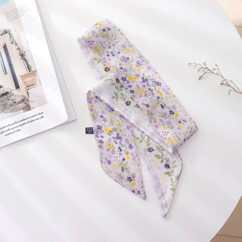 Purple Series Long Silk Summer Thin Style Super Fairy Headband Tied Hair Ribbon Decoration Small Scarf