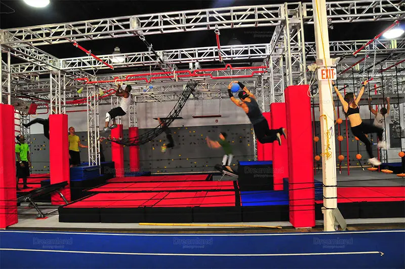 American Training Adults  Ninja Warrior Course Obstacle  Equipment Trampoline Indoor Park