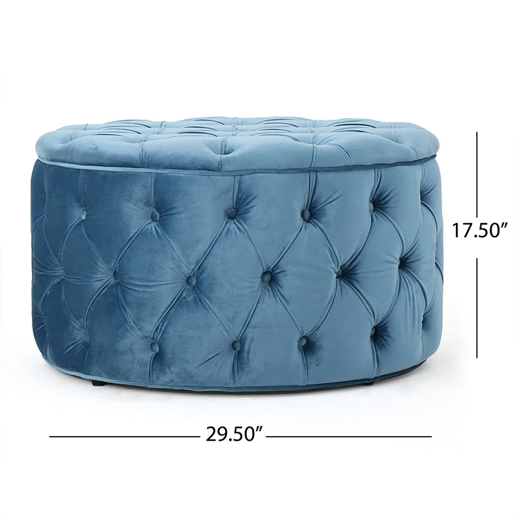 Free shipping within the U.S Velvet Leisure Living Room Furniture Hot Sell Round Ottoman With Storage