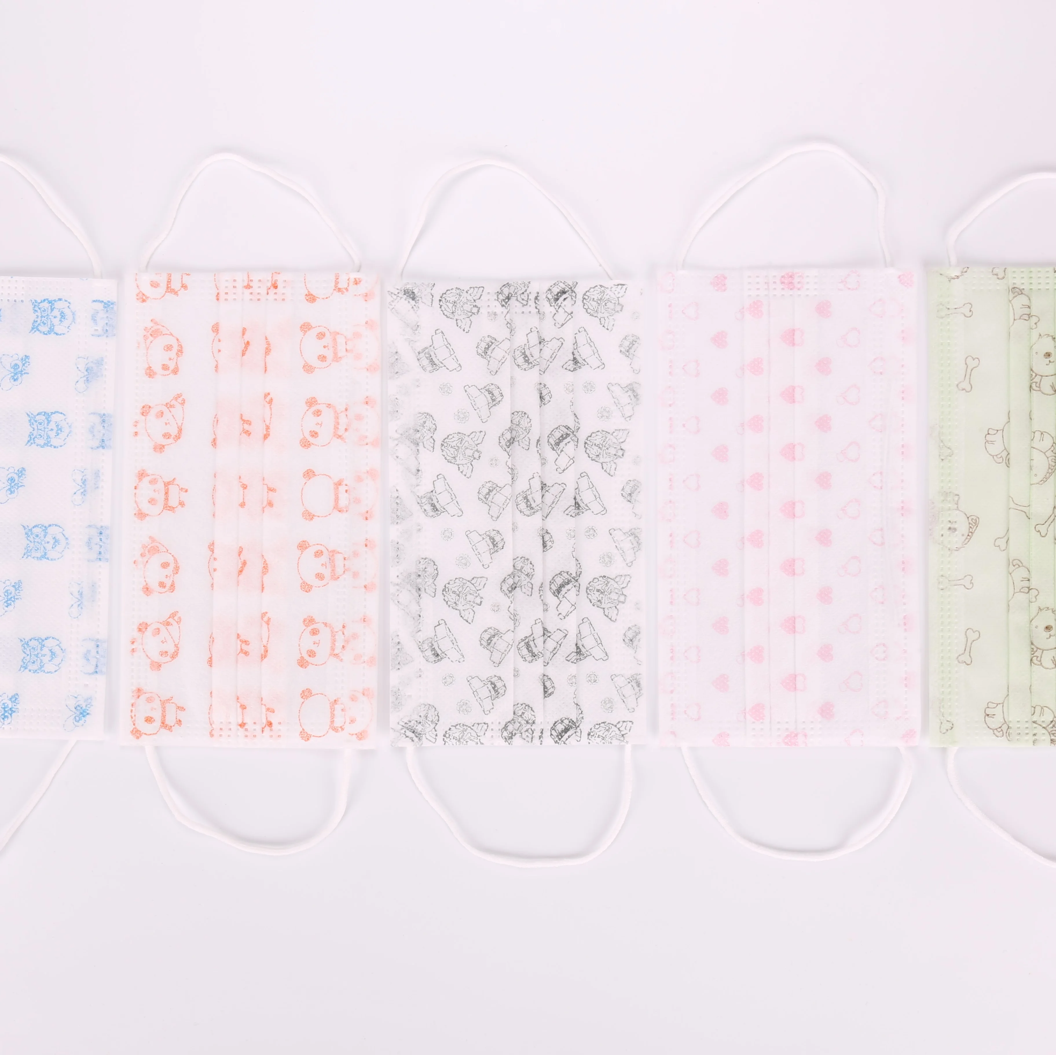 Cartoon Flat Pattern Disposable Half Face Mask for Kids Functional Dust Proof with Nose Shield Kids Fashion Mask