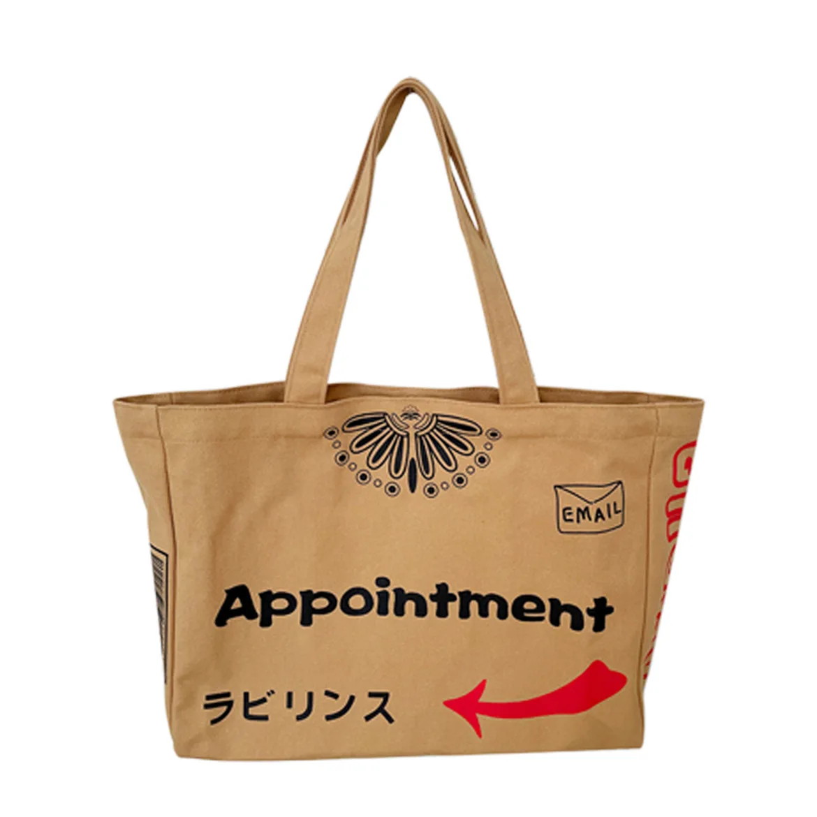 Creative Large Capacity Totem Canvas Fashion Khaki Single Shoulder Tote Bag Student Class Straddle Bag