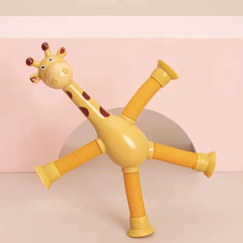 Interactive Creativity Anti-stress Led Kids Fidget Toys Autism Sensory Suction Cup pop Tube Giraffe Toys
