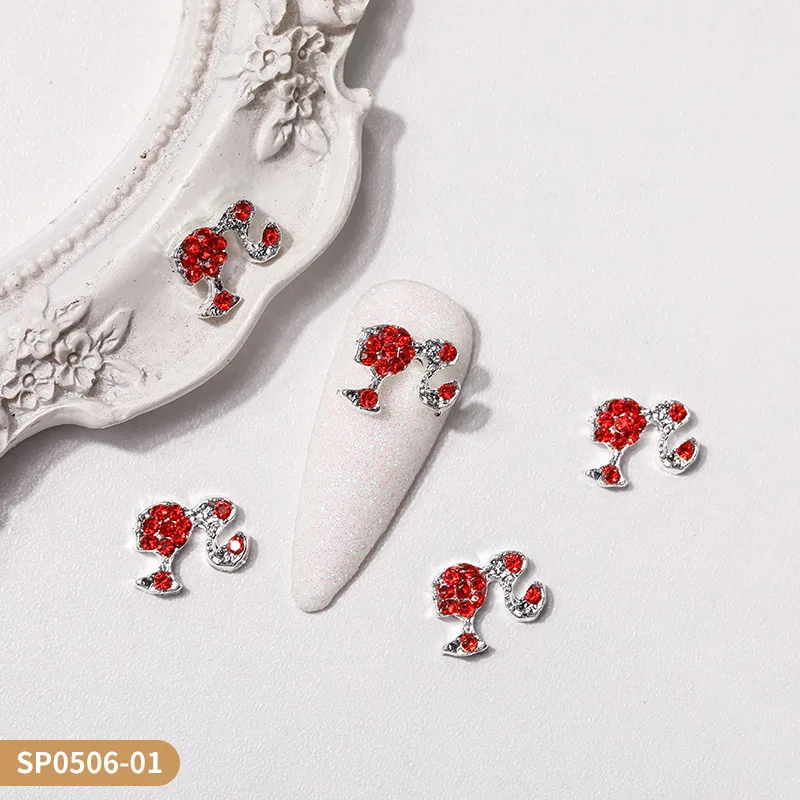 Alloy 3D Embellished Nail Art Accessories Cartoon Girl Head Nail Decorations Doll Head Nail Jewelry Charms