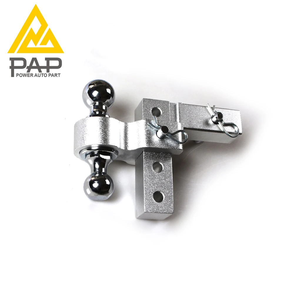 Manufacturer Direct Selling Silver Stainless Steel Boat Trailer Parts Dual Ball Adjustable Drop Hitch Ball Mount