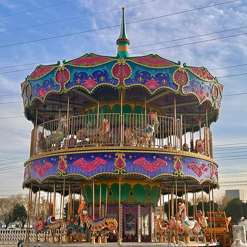 Cheap price Amusement Park Rides Go Round Kids carousel Horses Children Mini carousel With 6 Seats For Sale
