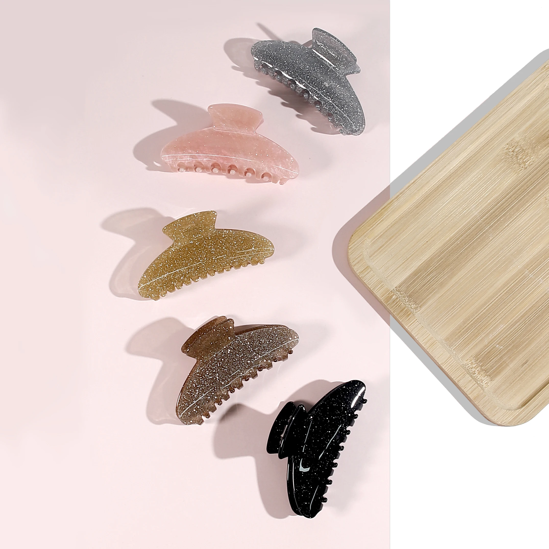 Hot Sale New Vintage Glitter Pink Green Acetate Bath Barrette Hair Claw Clips Ponytail for Women Hair Accessories