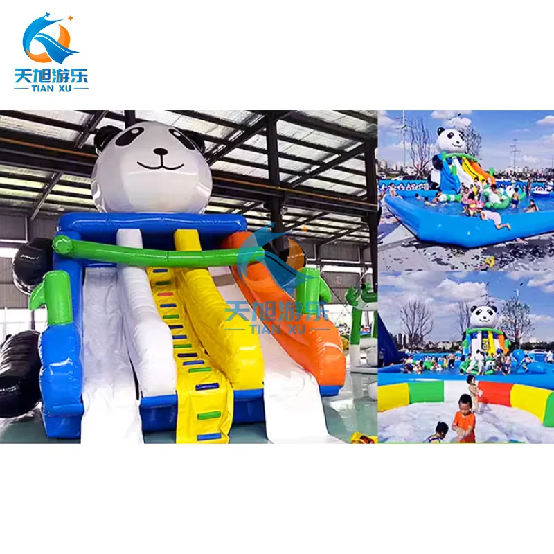 China Outdoor Commercial PVC Inflatable Water Slide Combo With Swimming Pool For Aquatic Water Park Entertainment
