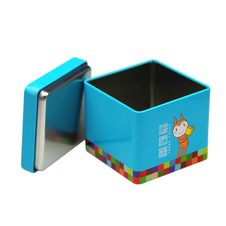 Wholesale Customized Luxury Toys Packing Square Shape Gift Cube Embossed Tin Box For Kids