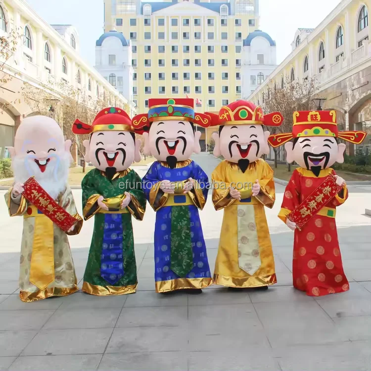 Efun 2025 chinese new year fu lu shou God of Fortune Mascot Costume adult Chinese new year God of Fortune mascot costume