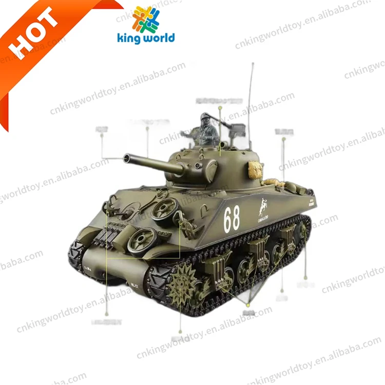 Henglong 3898-1 Pro 7.0 Version 2.4GHz Radio Control 1/16 Scale Model Tank Fight M4A3 Sherman RC Tank Battle Army Vehicle