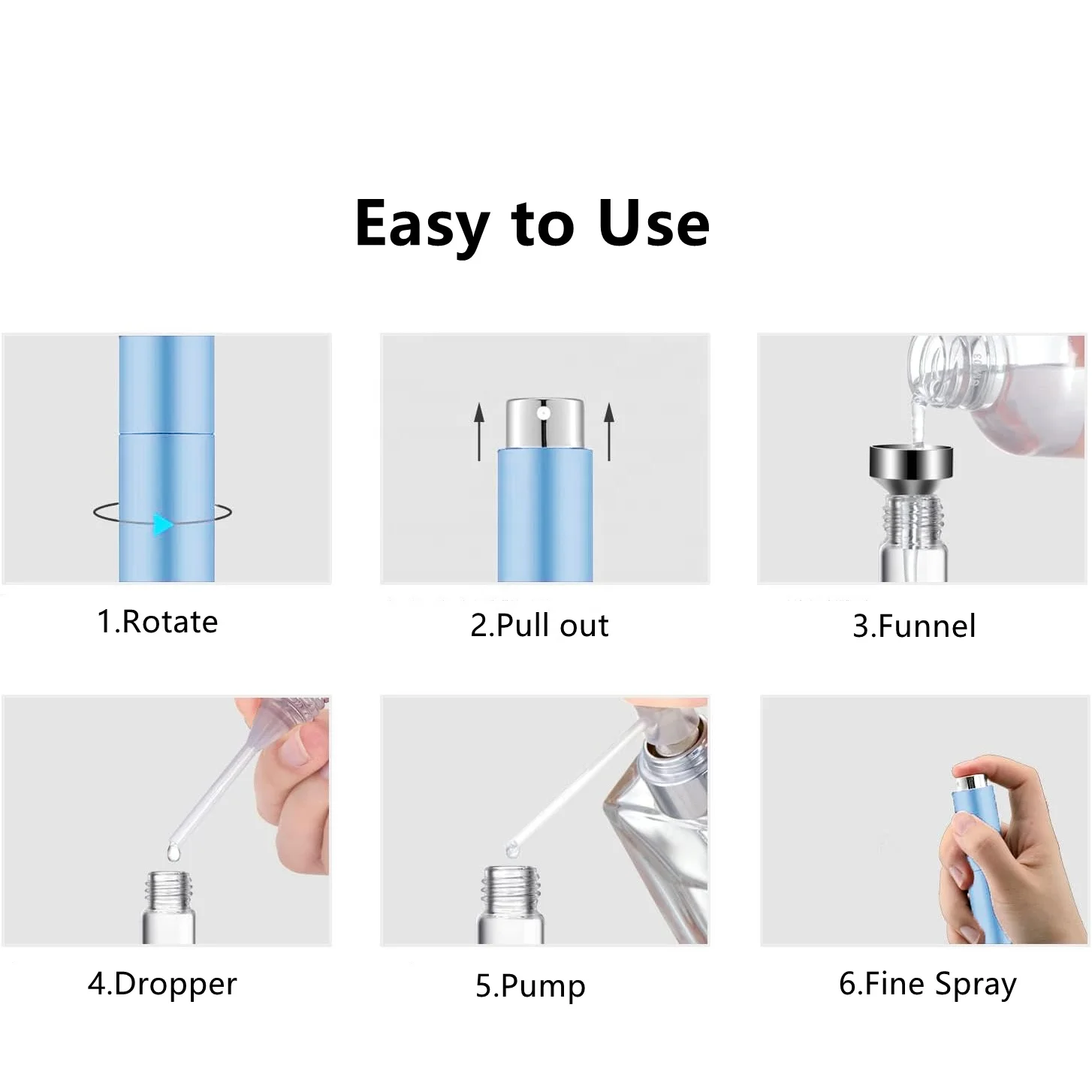 HeLun Stock 10ml Portable Gold Black Matte Aluminum Metal Twist Up Decant Refill Refillable Perfume Atomizer Pump Spray Bottle