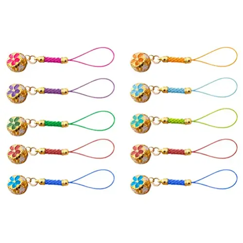 Wowei Vintage Japanese Christmas Bell Phone Cords Hanging Charm DIY Keychains Lanyard Wrist Strap for Backpack Purse Decor