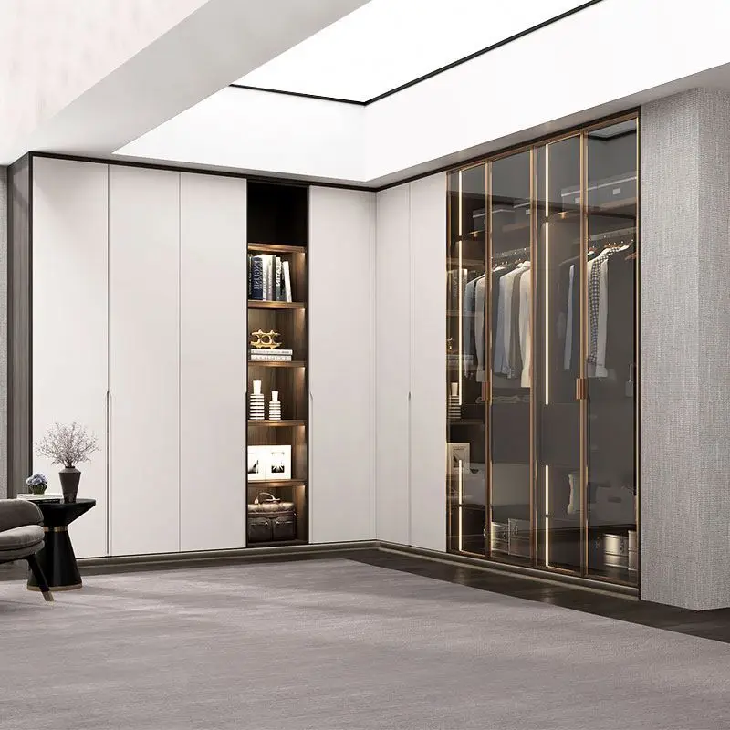 Современная простая мебель для спальни шкафы в сборе деревянный серый шкаф домашняя наборы мягкое закрытие