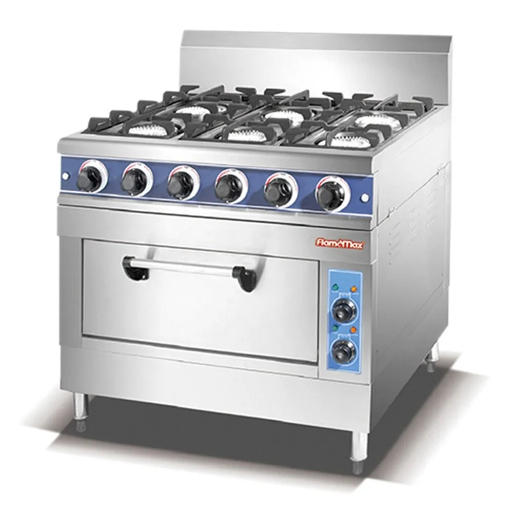 HGR-96E Commercial Freestanding Italian 6-burner gas range with electric oven