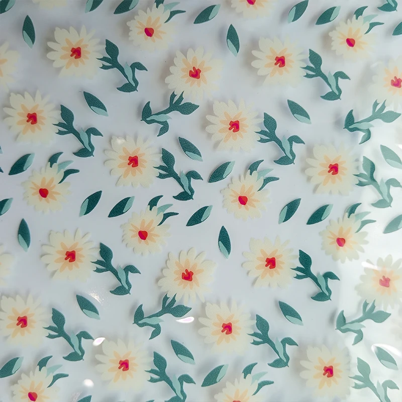 Custom Printed 0.6MM TPU Film Floral Printed Transparent Vinyl For Bag Making