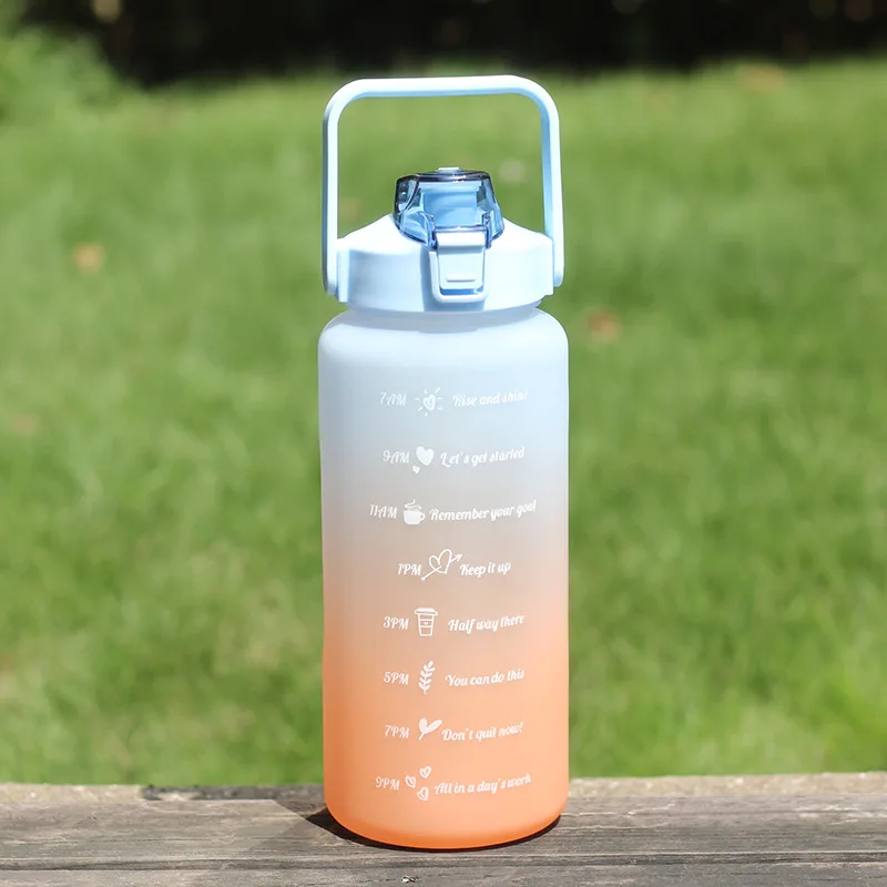 2000ml time scale space Outdoor portable tan lid spray paint gradient Large water bottle water cup