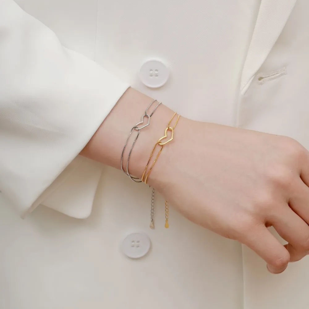 Dylam Women Bracelets 925 Sterling Silver Infinity Heart Rhodium Plated Adjustable Bracelet Best Gifts for Women Girls