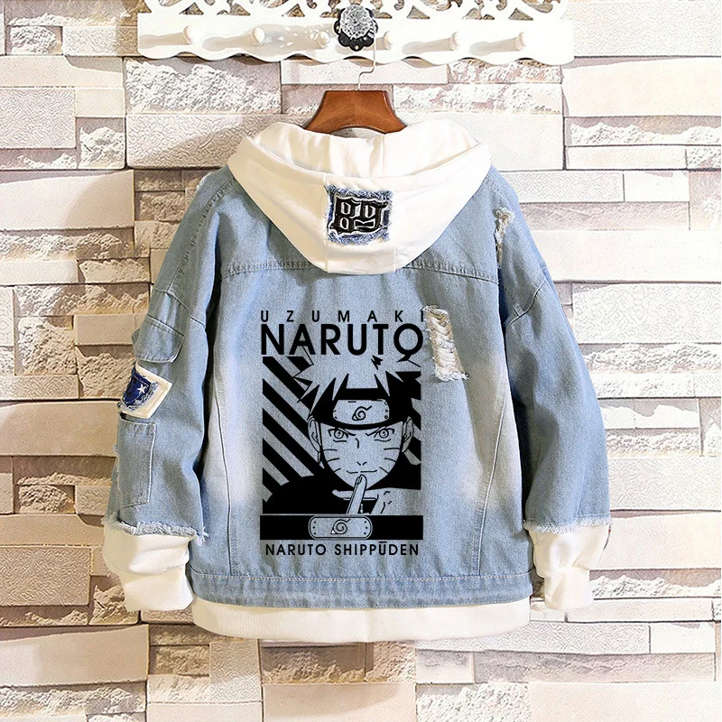 Sasuke Kakashi Anime Peripheral Casual Loose Denim Jacket Couple Luminous Clothes