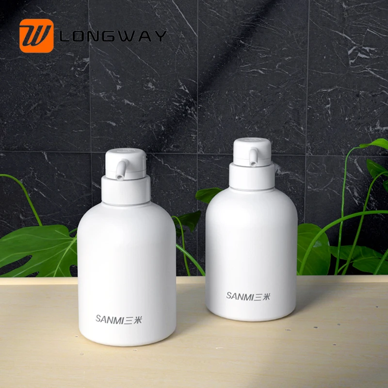 Longway only recruit 300ml luxury white soft touch bottle suitable for hand soap body lotion and shower gel shampoo
