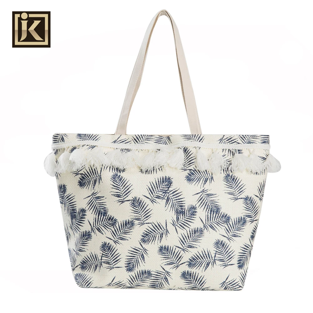 JAKIJAYI Summer Eco-friendly Weaved Custom Shape Oversize Weekend Vibes Beach Mat Tote Bag