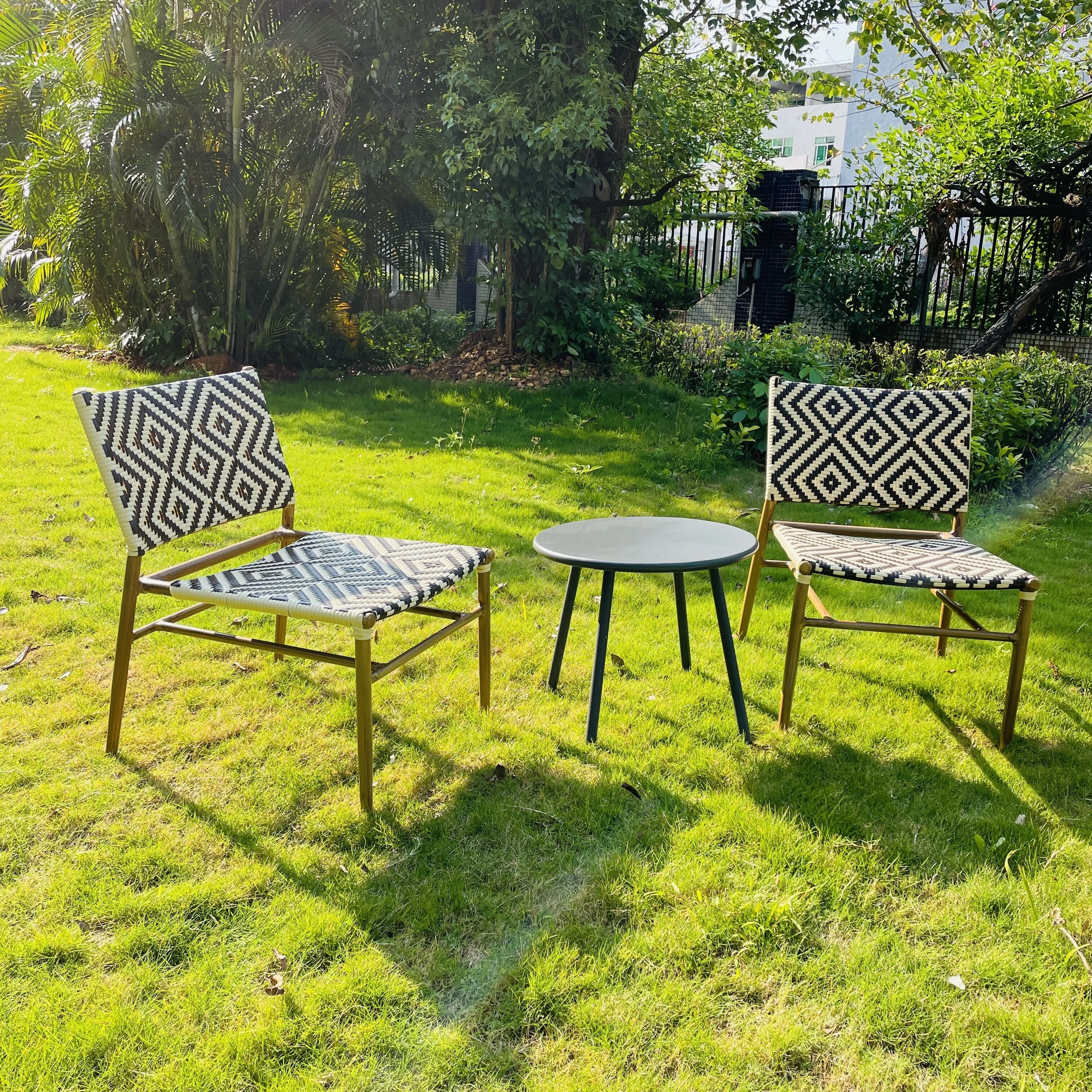 Wholesale Leisure Aluminum Rattan Beach Furniture Set Patio Outdoor Balcony Hotel Garden Wicker Chaise Lounge Chair  And Table