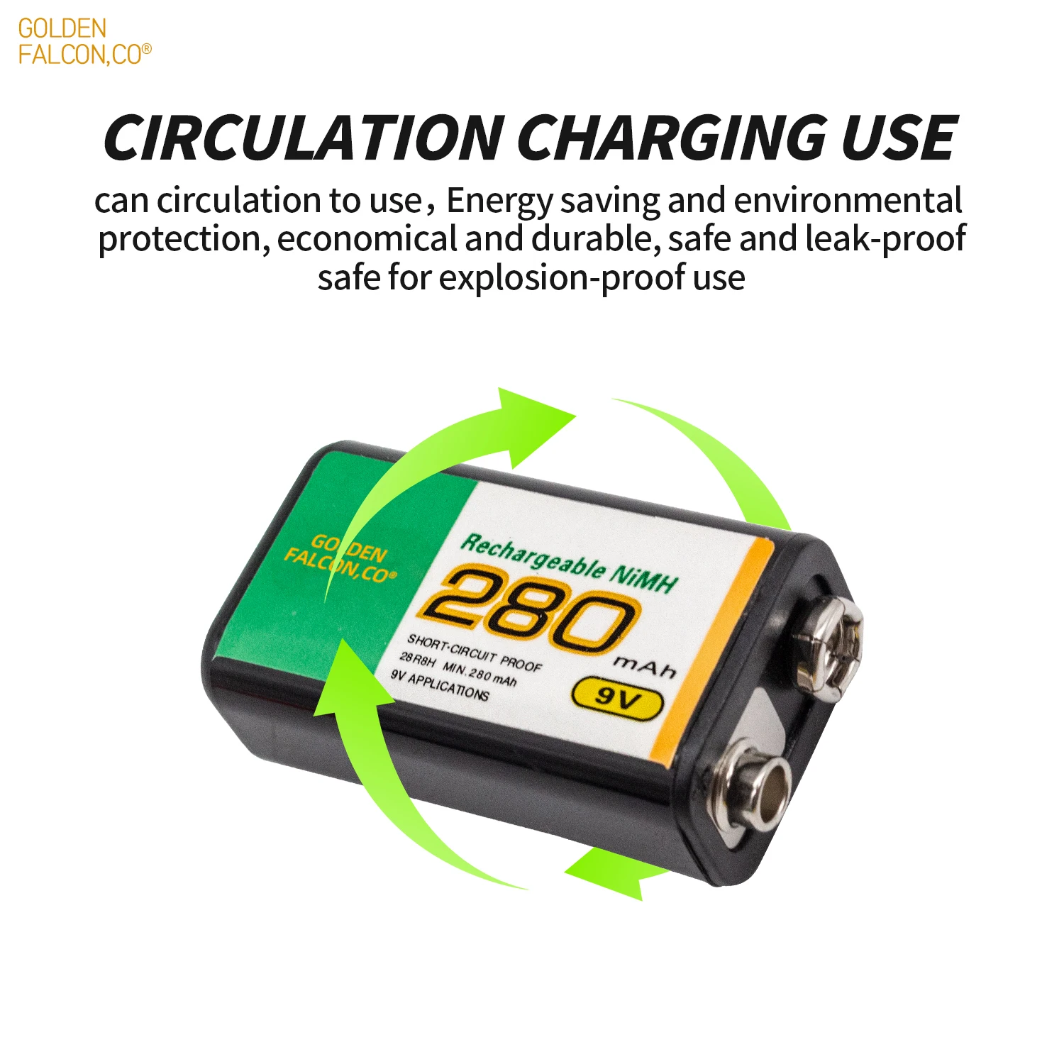 High Capacity 9V NiMh rechargeable battery 9V 280mAh rechargeable battery