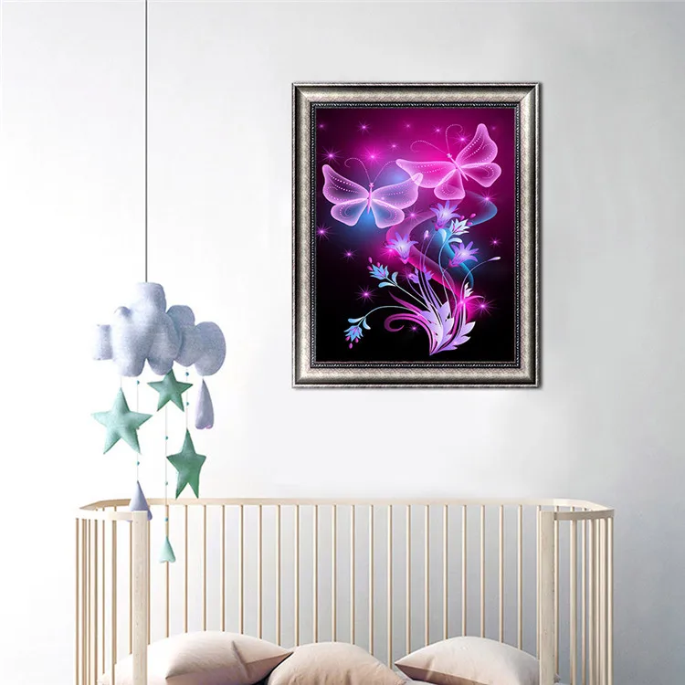 Wall Decoration Painting Handmade Kits 3D Colorful butterfly Diamond Embroidery Mosaic