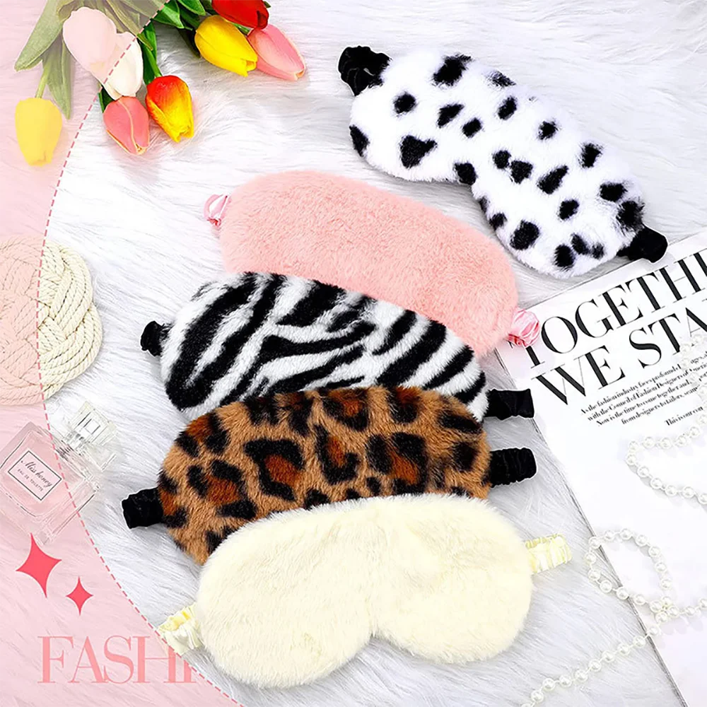 Cute & Soft Plush blackout sleep eye mask for travel, faux fur eye masks for sleeping