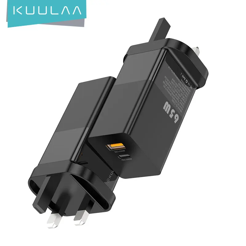 Дорожное зарядное устройство KUULAA, технология gan, ce rohs fcc mini qc 3,0 type-c pd 3,0, быстрая зарядка 65 Вт, сетевое зарядное устройство gan