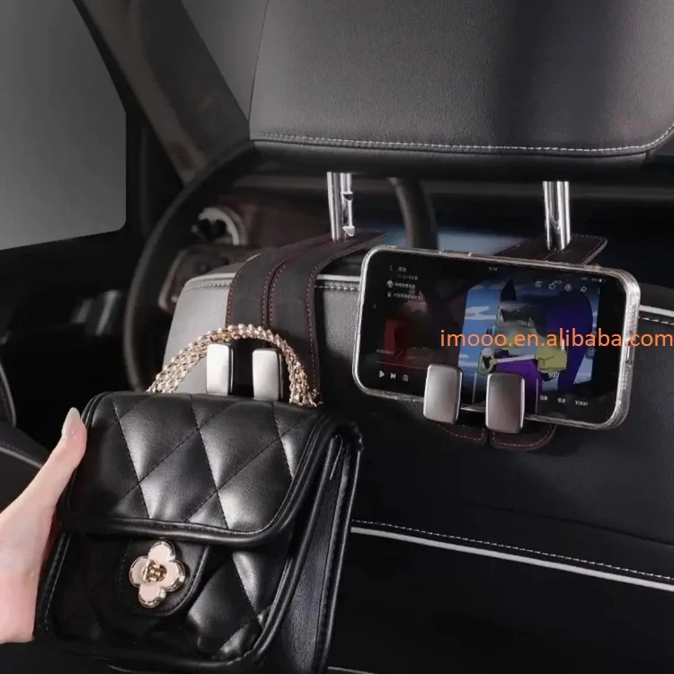 Factory Price Car Seat Back Hook Leather Headrest Hanger Bag Pouch Clothes Hanging Hooks Fastener Clip Interior Accessories