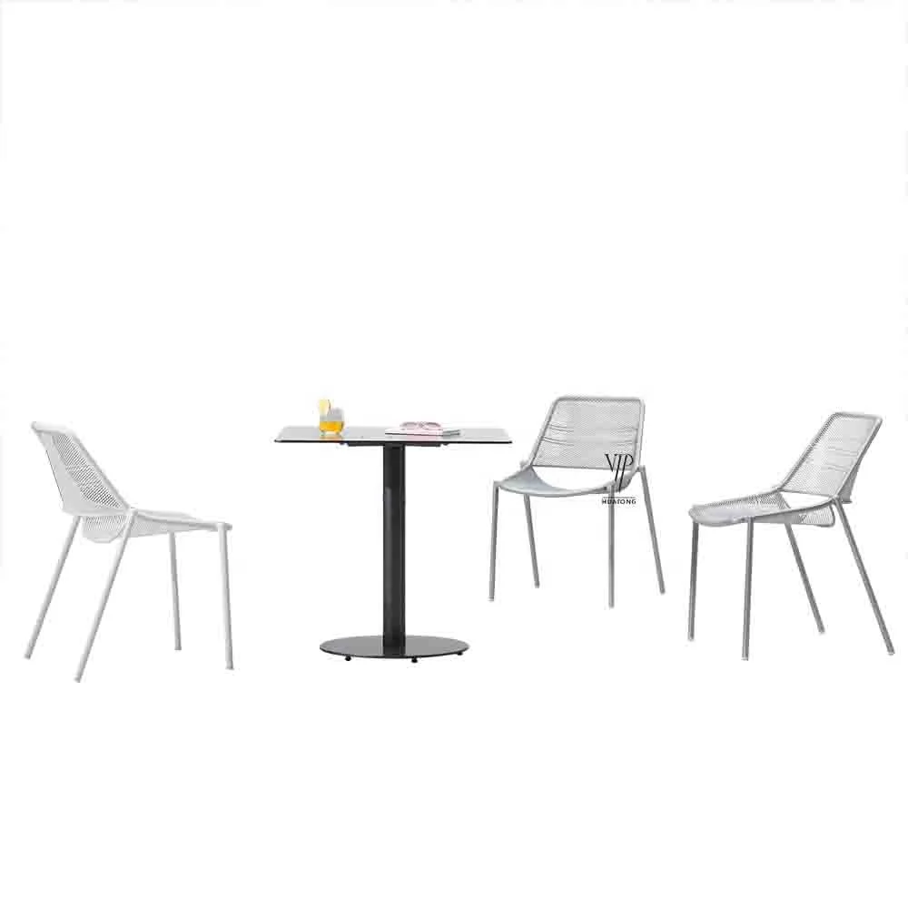 Набор алюминиевых металлических столов для улицы, 3 шт., столы для кафе, ресторанов и сетчатые железные стулья