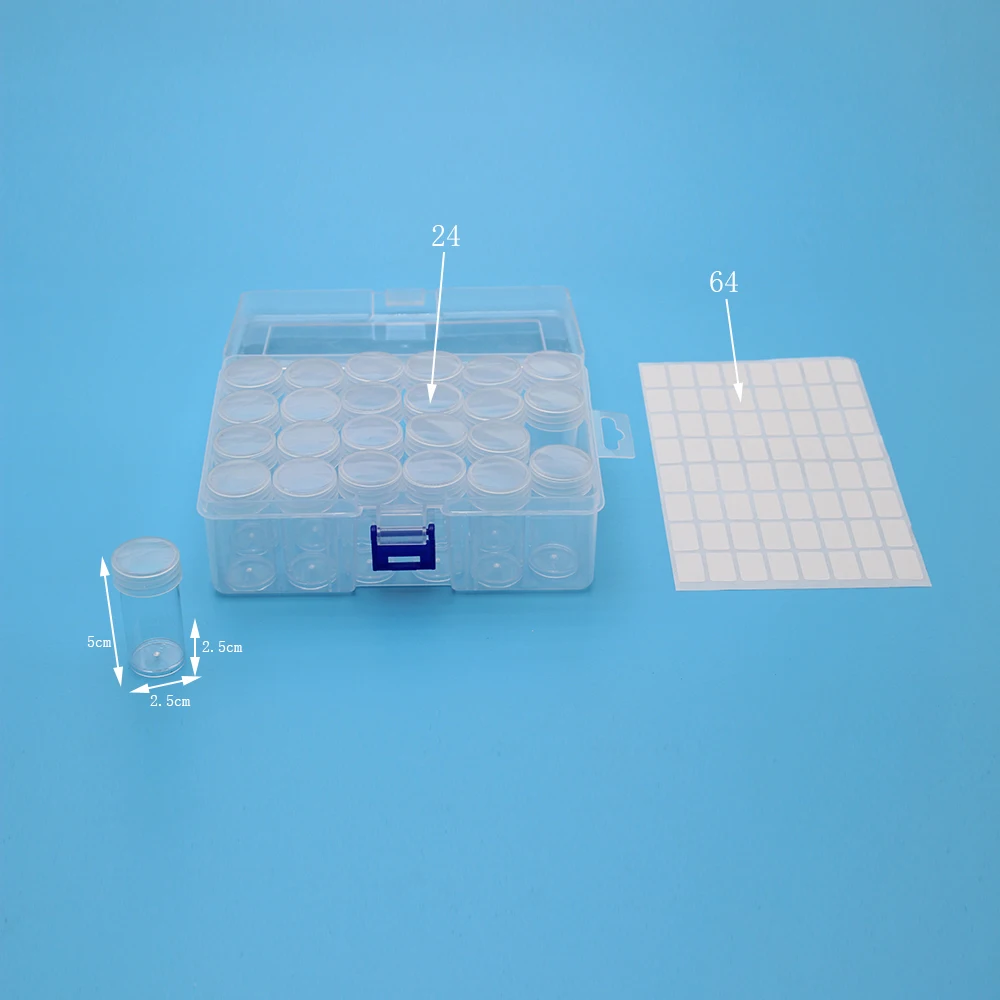 Diamond Painting Storage Box With 24 Plastic Bottles for Diamond Embroidery Accessories Jewelry Diamonds Storage Container