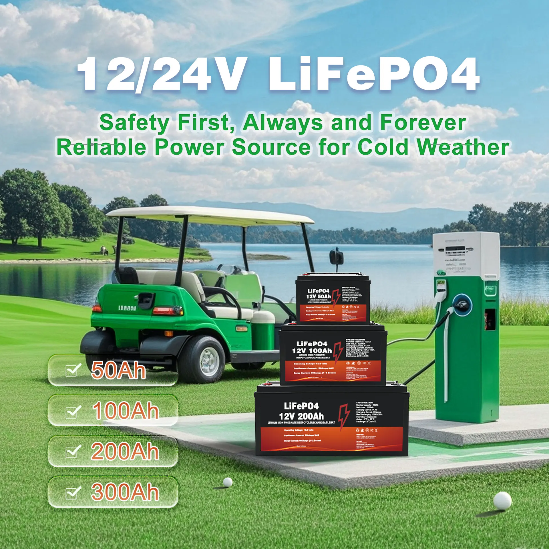 Grade A 3.2v LiFePO4 Battery Cell 12V Lithium Ion Battery Packs Portable Lightweight for Trolling Motor, Scooter, Wheelchair