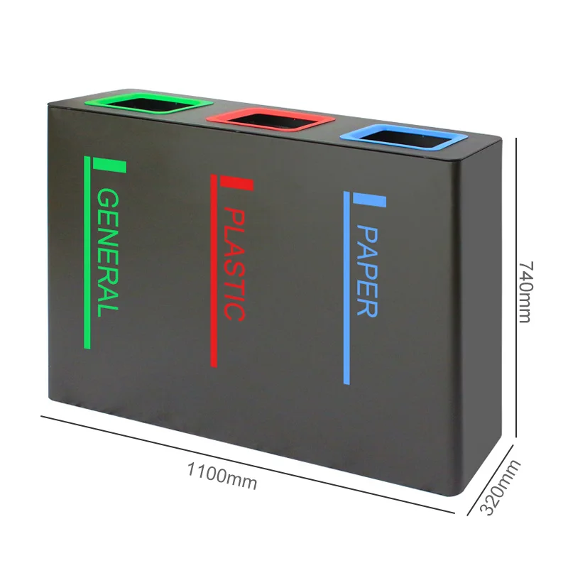 Outdoor Public Commercial Rubbish Waste Bin 150L 200L Large Sorting Garbage Trash Can 3 and 4 Compartment Dustbin Mulleimer