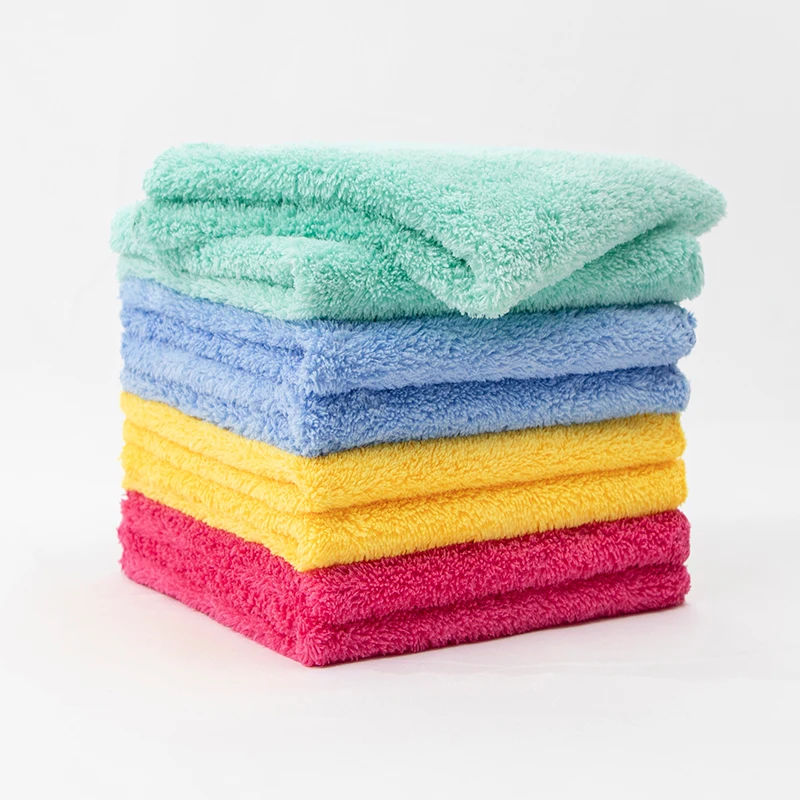 Custom Household Super Absorbent Kitchen Microfiber Cleaning Cloth Quick Dry Cleaning Dish Cloth Microfibre Coral Fleece Towels