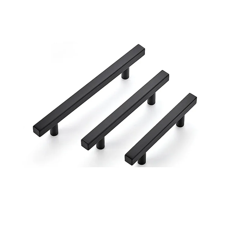 Universal Cabinet Door Furniture Knob Stainless steel Metal Thick Gold Black Square Tube Round Foot Double Hole Handle