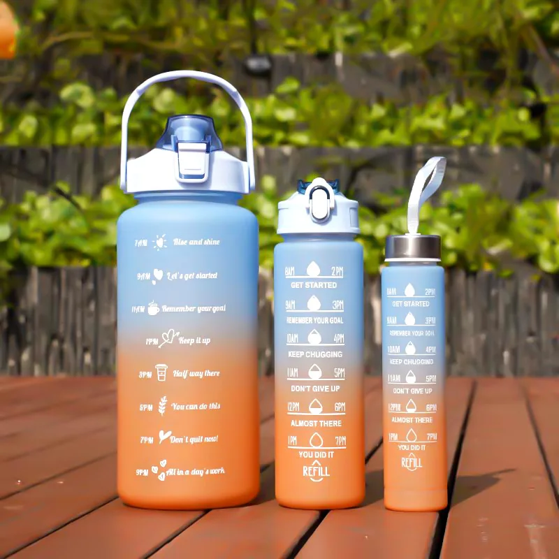 Оптовая продажа bouteilles deau termos de agua gym 3 en 1 пластиковые чашки motivacionales tro