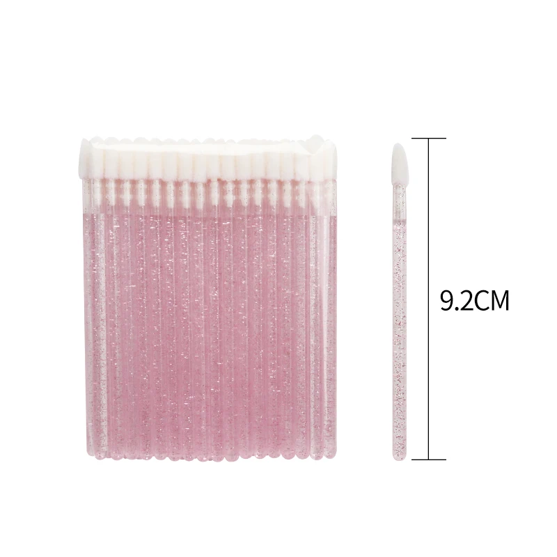 Disposable Glitter Lip Applicator Lip Brushes Lip Gloss Plastic Fleece Makeup Brush 50pcs/opp Bag Accept Private Logo 3000pcs