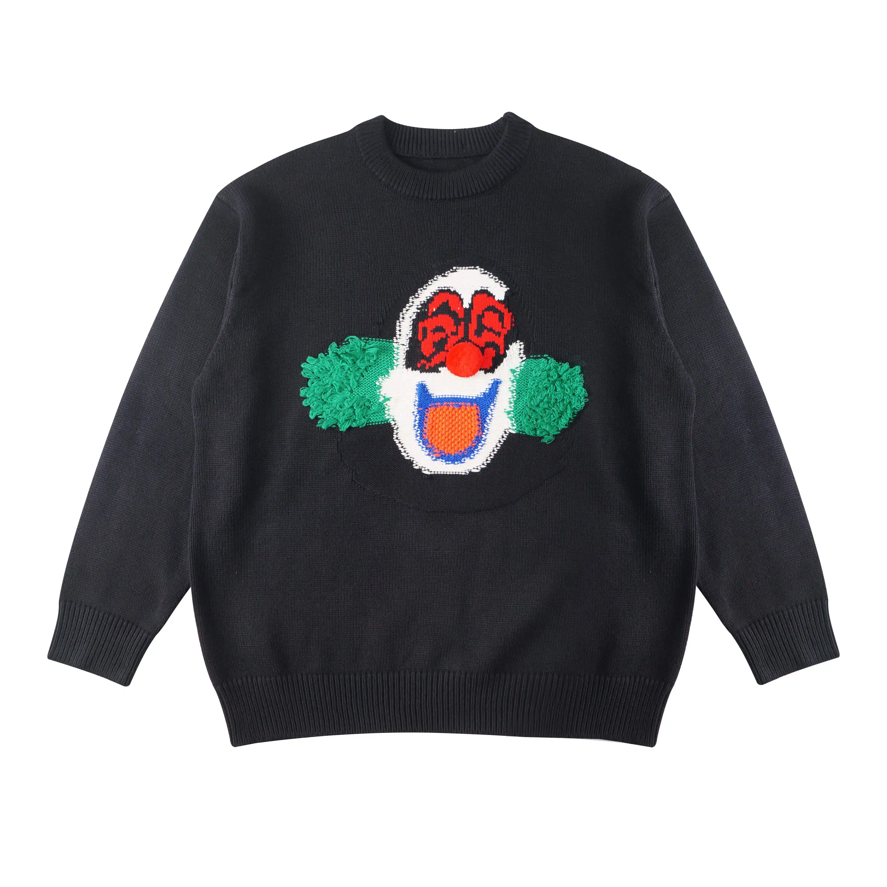 Custom OEM & ODM Winter Sports Wool Blend Cotton Crew Neck Man Knit Sweater 100% Wool Man Jacquard Embroidered Knit Sweater
