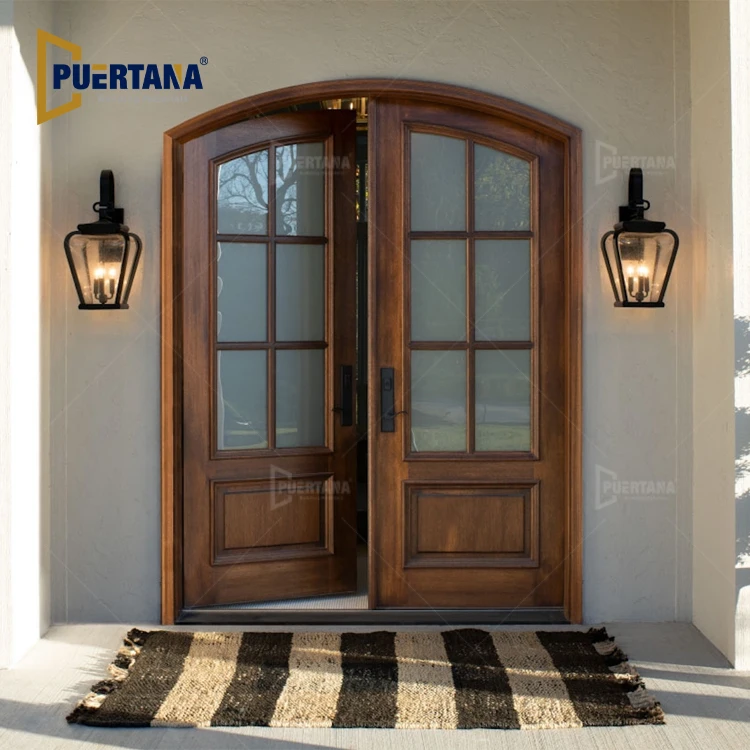 Solid Wood 100% Mahogany Double Front Door Finished Door Main Entrance Wooden Door Design