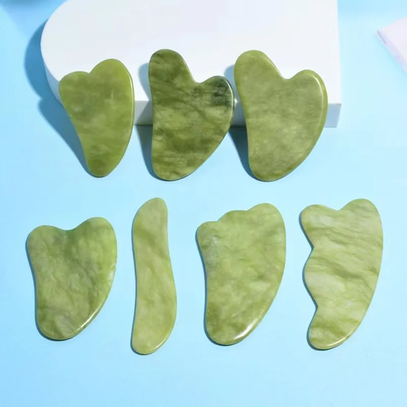 Green Jade Gua Sha Natural Stone Smooth Cold Muscle Relaxation Guasha All For Massage Board Scraper Tools Body Gouache Face Set
