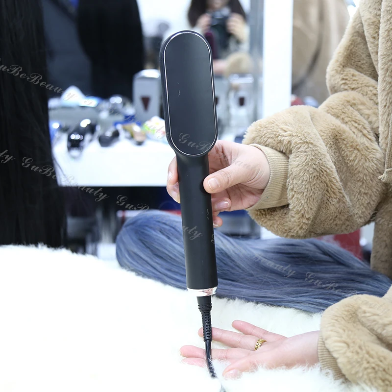 Gubebeauty mini anion infrared portable electric comb hair straightener hair curling wand electric hair brushes for homeuse